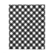 Black and White Gingham Check Fleece Blanket