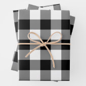 Black and White Gingham Check Pset Inpakpapier Vel (In situ)