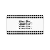 Black and White Gingham Check Pset Pattern Etiket (Voorkant)