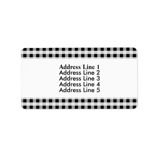 Black and White Gingham Check Pset Pattern Etiket (Voorkant)