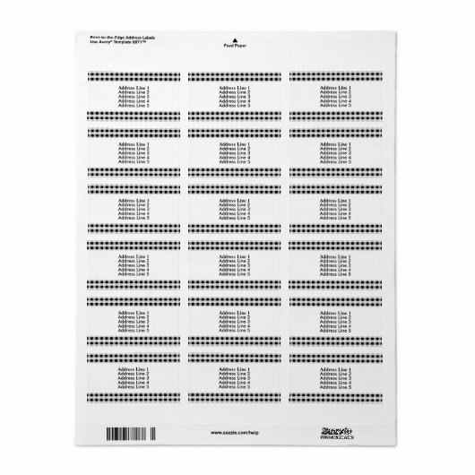 Black and White Gingham Check Pset Pattern Etiket (Full Sheet)