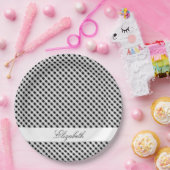 Black and White Gingham Check Pset Pattern Papieren Bordje (Feest)