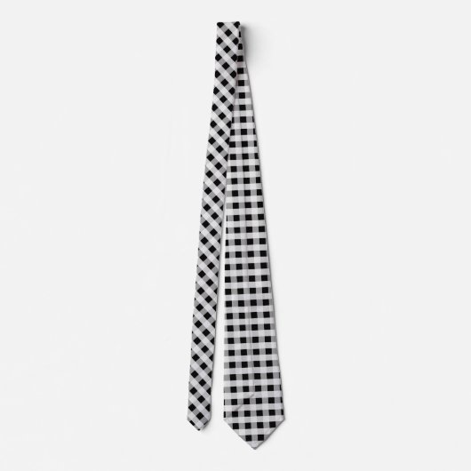 Black and White Gingham Check Pset Pattern Stropdas (Achterkant)