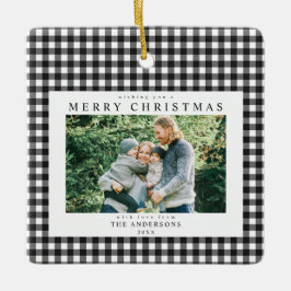 Black and White Gingham Christmas 2 Photo Keramisch Ornament