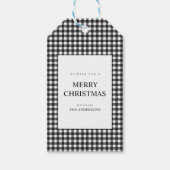 Black and White Gingham Christmas Cadeaulabel (Voorkant)