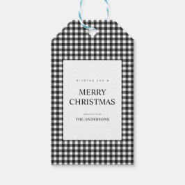 Black and White Gingham Christmas Cadeaulabel