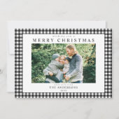 Black and White Gingham Christmas Photo Feestdagenkaart (Voorkant)