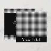 Black and White Gingham Invitation Kaart (Voorkant / Achterkant)
