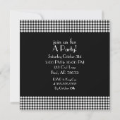 Black and White Gingham Invitation Kaart (Achterkant)