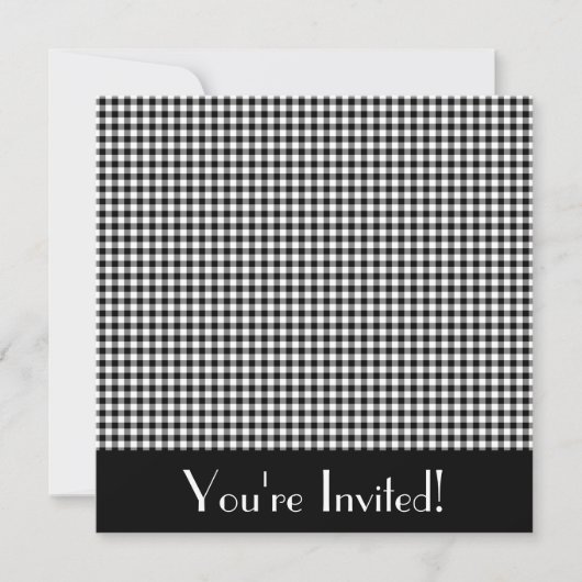 Black and White Gingham Invitation Kaart (Voorkant)