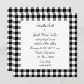 Black and White Gingham Pattern Wedding Kaart (Voorkant / Achterkant)