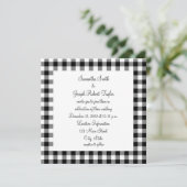 Black and White Gingham Pattern Wedding Kaart (Staand voorkant)