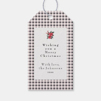 Black and White Gingham Plaid Custom Christmas Cadeaulabel
