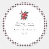 Black and White Gingham Plaid Custom Christmas Ronde Sticker (Voorkant)
