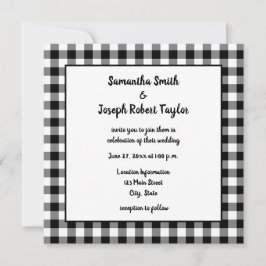Black and White Gingham Play Wedding Kaart