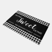 Black and White Gingham Pset Home Sweet Home Deurmat (Schuin)