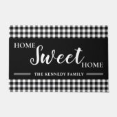 Black and White Gingham Pset Home Sweet Home Deurmat (Voorkant)