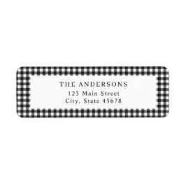 Black and White Gingham Return Address Etiket