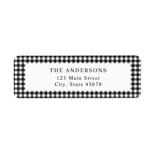 Black and White Gingham Return Address Etiket (Voorkant)