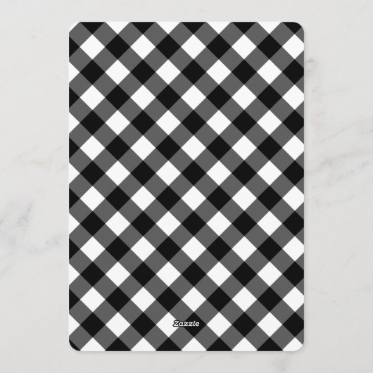 Black and White Gingham Save the Date Cards Kaart (Achterkant)