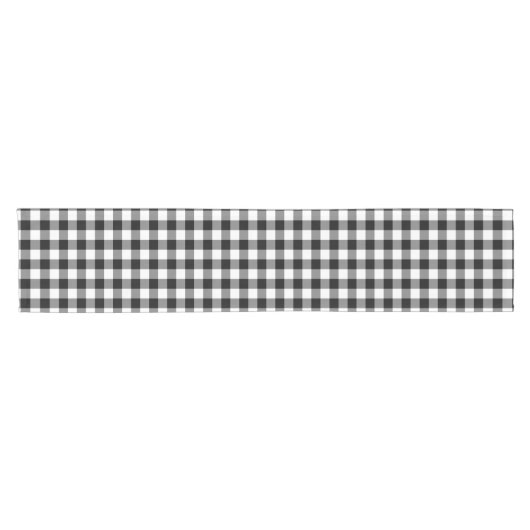 Black and White Gingham Table Runner Korte Tafelloper (Horizontaal)