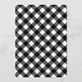Black and White Gingham wedding invitation Kaart (Achterkant)