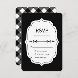 black and white gingham wedding RSVP Cards