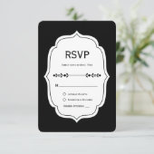 black and white gingham wedding RSVP Cards (Staand voorkant)