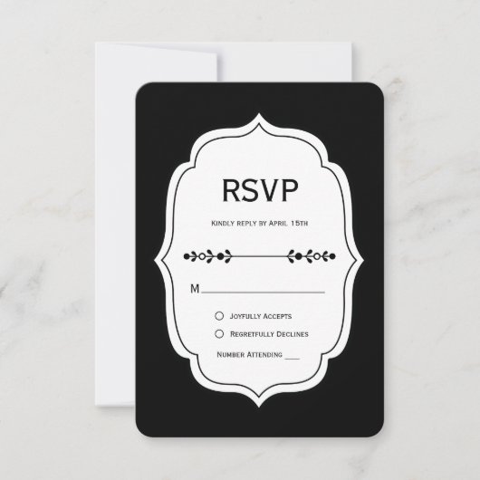 black and white gingham wedding RSVP Cards (Voorkant)