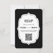 black and white gingham wedding RSVP Cards (Voorkant)