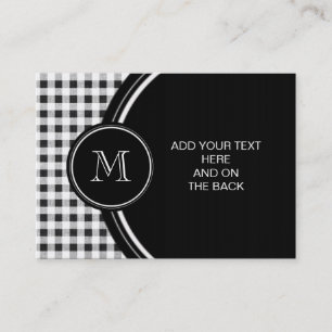 Black and White Gingham, Your Monogram Visitekaartje