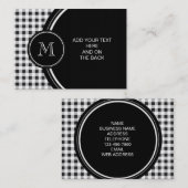 Black and White Gingham, Your Monogram Visitekaartje (Voorkant / Achterkant)