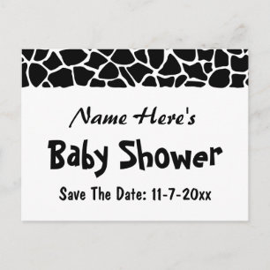 Black and White Giraffe Print Baby Shower Aankondigingskaart