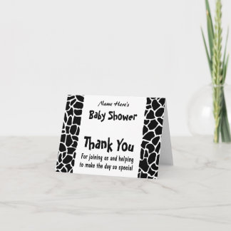 Black and White Giraffe Print Baby Shower Bedankkaart