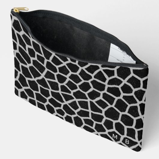 Black and White Giraffe Print Monogram Etui (Open)