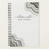 Black and White Glitter Agate Geode Luxe Business Planner (Voorkant)
