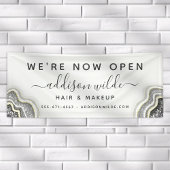 Black and White Glitter Agate Geode Luxe Business Spandoek