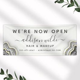 Black and White Glitter Agate Geode Luxe Business Spandoek