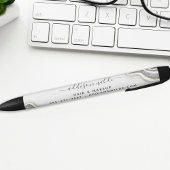 Black and White Glitter Agate Geode Luxe Business Zwarte Inkt Pen