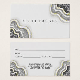 Black and White Glitter Agate Geode Luxe Gift Card Visitekaartje