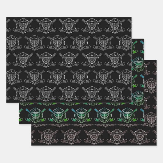 Black and White Goalie Mask Inpakpapier Vel (Set)