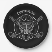 Black and White Goalie Mask Papieren Bordje (Voorkant)