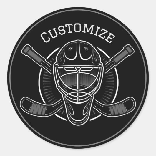 Black and White Goalie Mask Ronde Sticker (Voorkant)