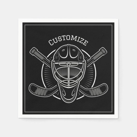 Black and White Goalie Mask Servet (Voorkant)