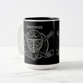 Black and White Goalie Mask Tweekleurige Koffiemok (Voorkant links)