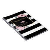 Black and White Gold Pink Floral Wedding Notitieboek (Rechterzijde)