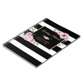 Black and White Gold Pink Floral Wedding Notitieboek (Linkerzijde)