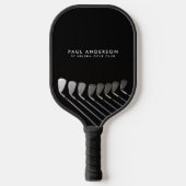 Black And White Golf Club Perosnalized Name Golfer Pickleball Paddle (Voorkant)