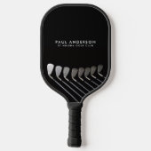 Black And White Golf Club Perosnalized Name Golfer Pickleball Paddle (Achterkant)