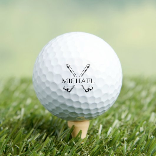 Black and White Golf Clubs with Name Golfballen